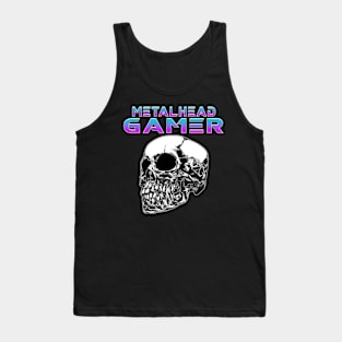 Metalhead Gamer Quarter Skull Blue Tone Tank Top